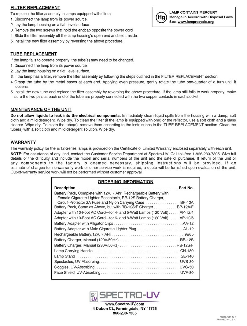 Spectro-UV Spectroline E/12b Series manual