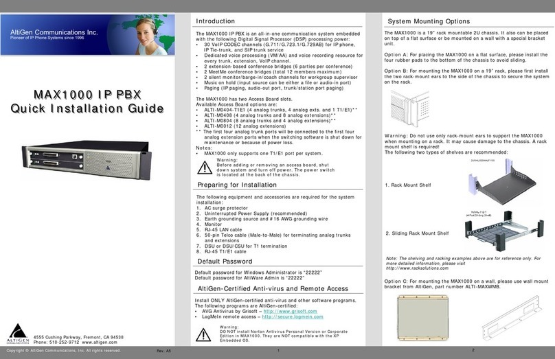 Altigen MAX1000 Quick installation guide