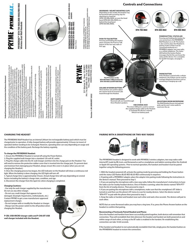PRYME PRYMEMAX BTH-700-MAX User manual