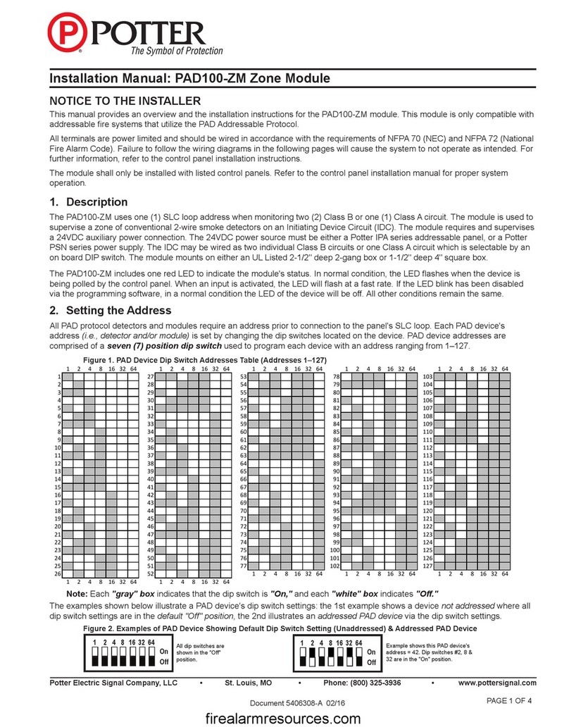 Potter PAD100-ZM installation manual