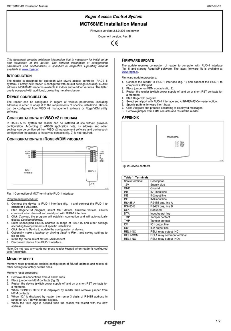 Roger MCT68ME-IO User manual Roger MCT68ME-IO User manual