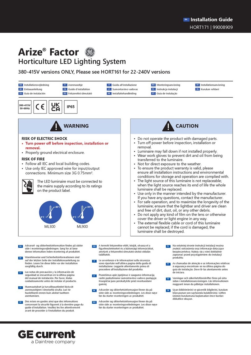 GE Arize Factor HORT171 User manual