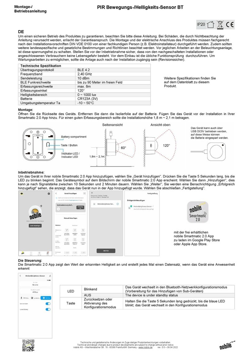 Nobile 9109011004 Mounting and operation instructions Nobile 9109011004 Mounting and operation instructions