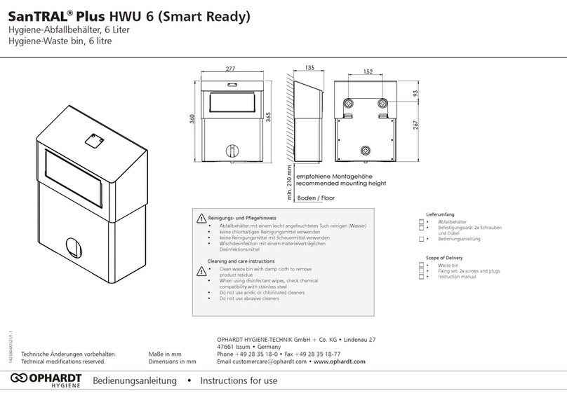 OPHARDT HYGIENE SanTRAL Plus HWU 6 User manual