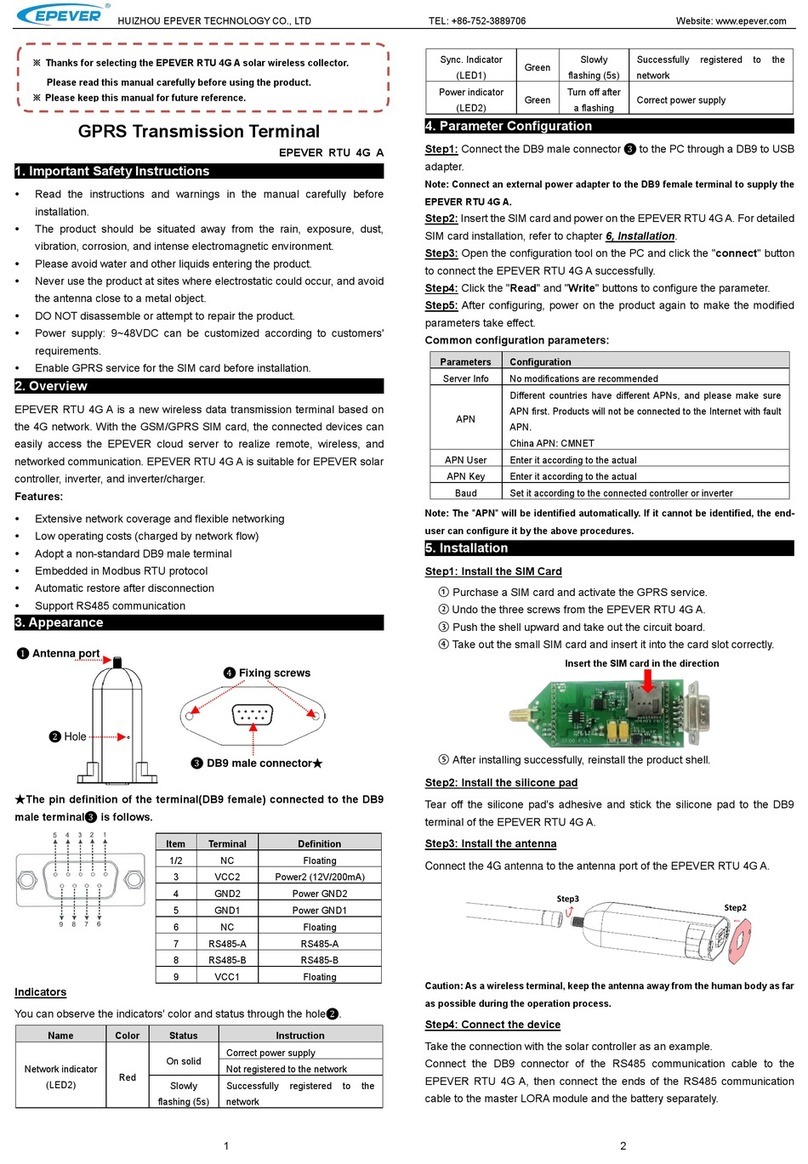 Epever RTU 4G A quick start guide