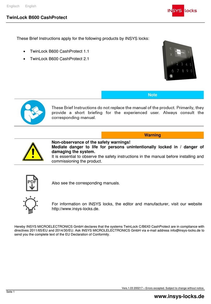 INSYS TwinLock B600 CashProtect 1.1 User manual
