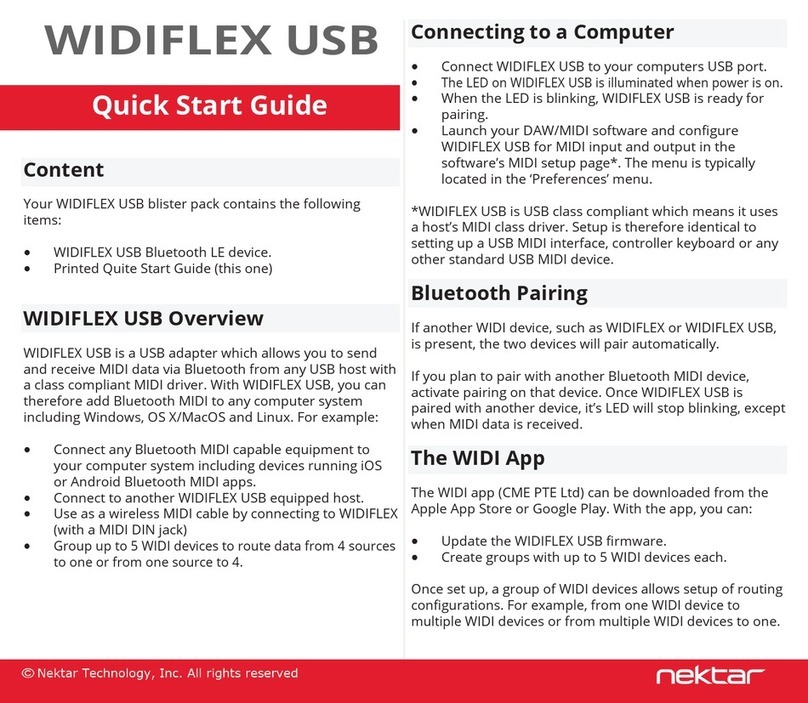 Nektar WIDIFLEX USB quick start guide