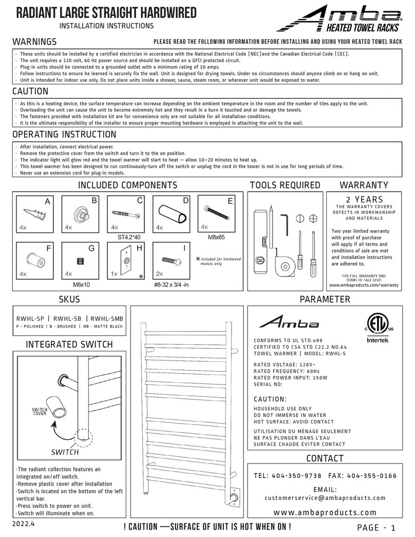Amba RADIANT RWHL-SP installation instructions