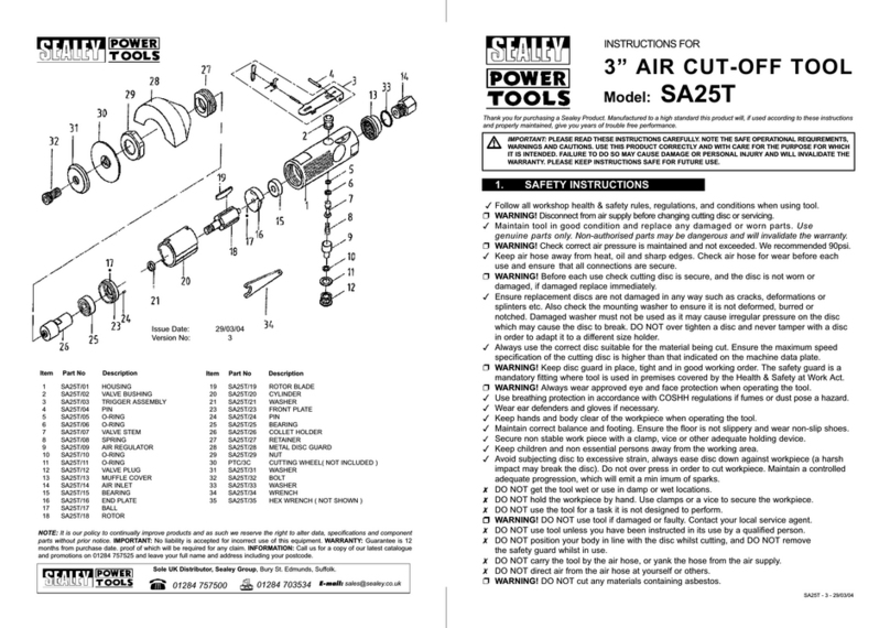 Sealey POWER TOOLS SA25T User manual