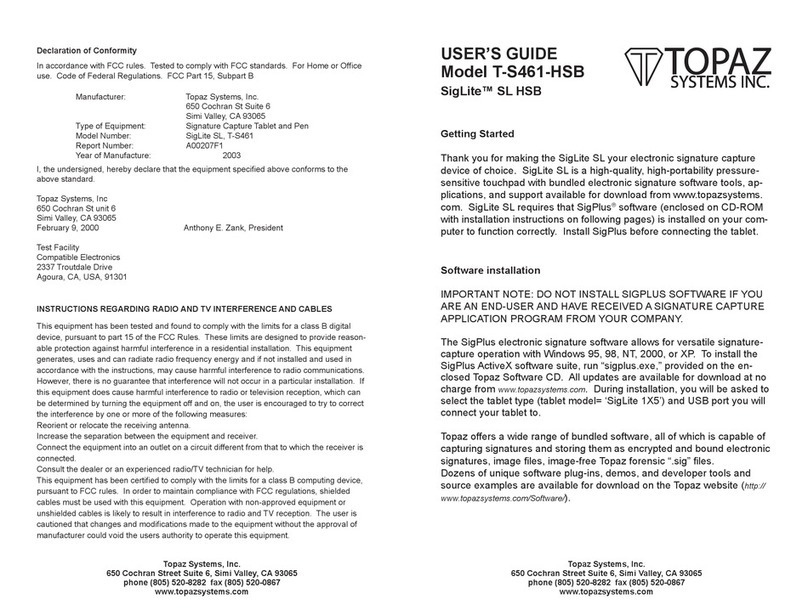 Topaz Systems T-S461-HSB user guide