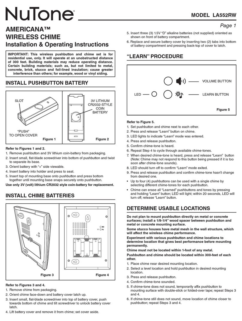 NuTone AMERICANA LA552RW Installation & operating instructions