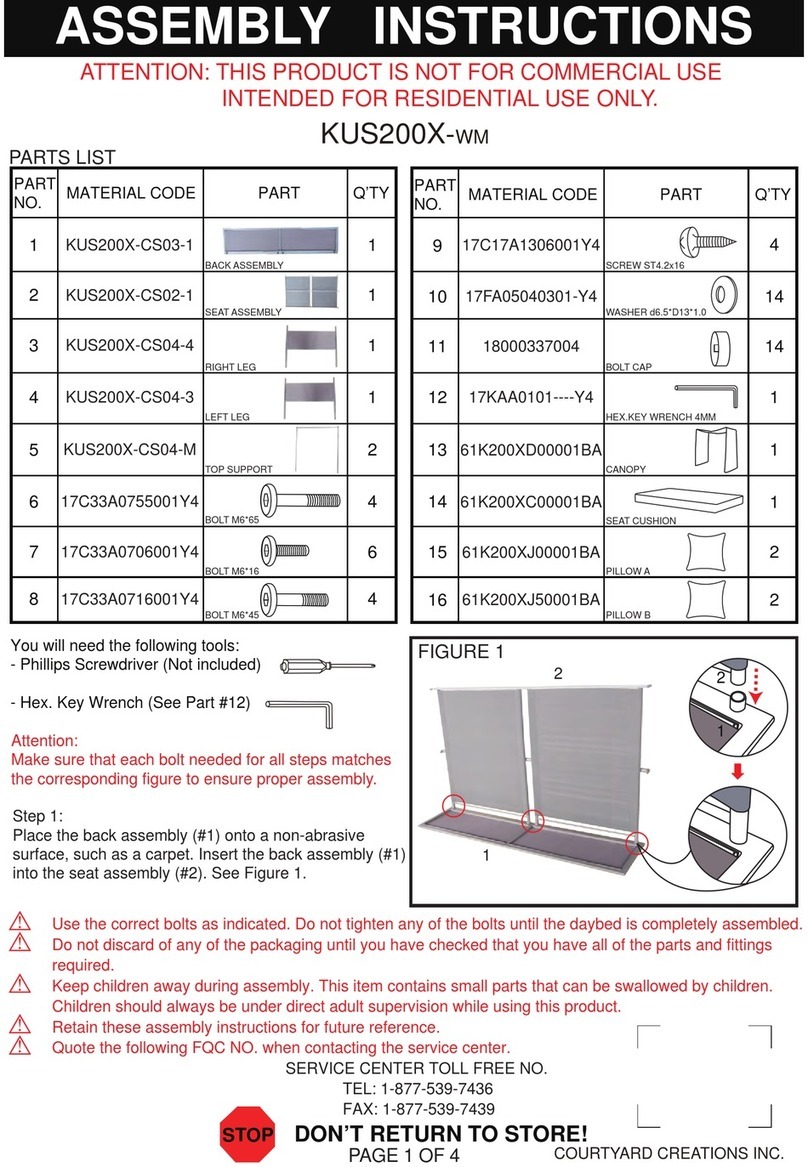 Courtyard Creations KUS200X-WM Assembly instructions