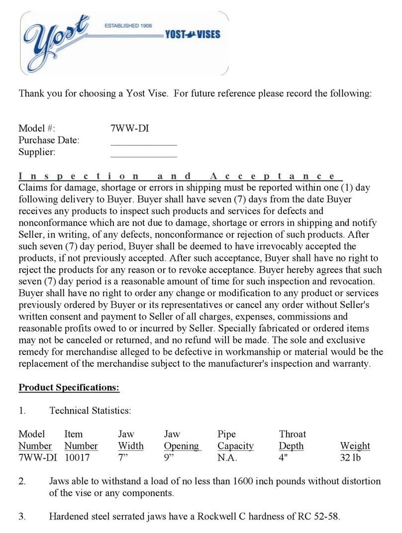 Yost Vise 7WW-DI User manual