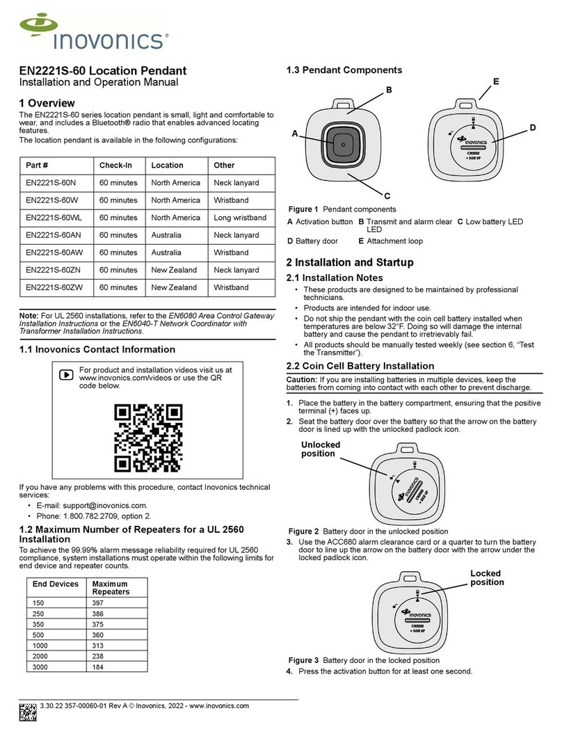 Inovonics EN2221S-60 Installation and operation manual