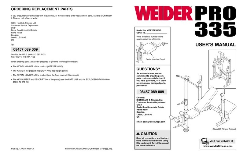 Weider WEEVBE33010 user manual