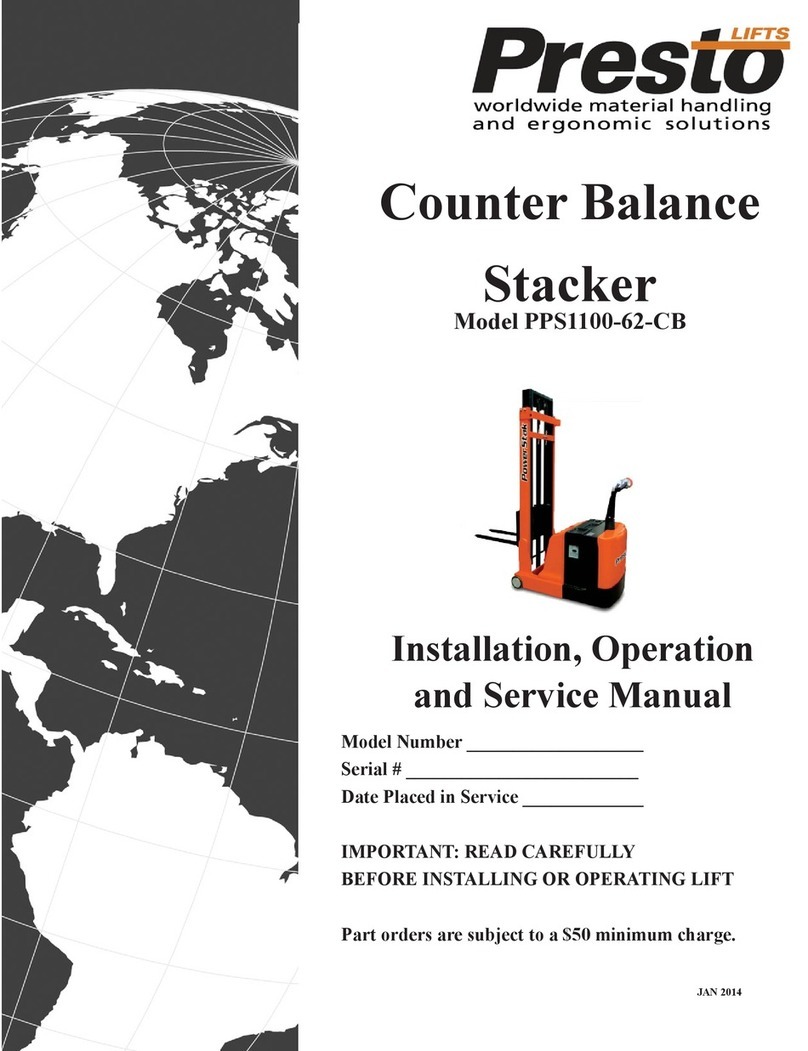 Presto Lifts PPS1100-62-CB Installation, operation and service manual Presto Lifts PPS1100-62-CB Installation, operation and service manual