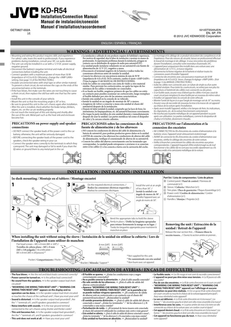JVC KD-R54 Installation & connection manual