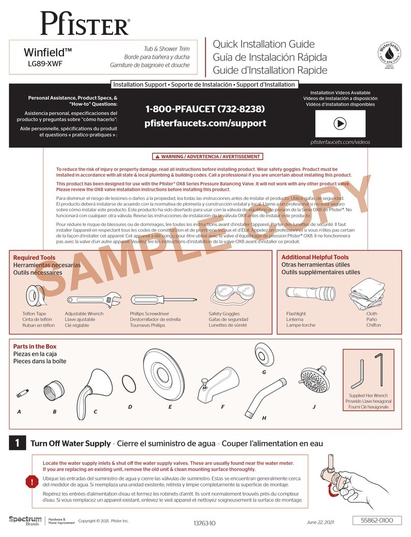 Pfister Winfield LG89-XWF Quick installation guide