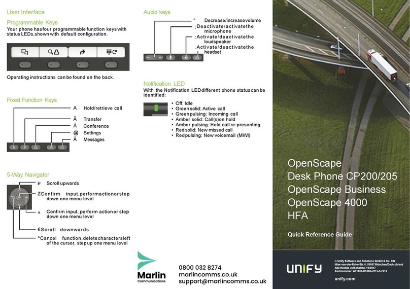 Marlin UNIFY OpenScape Desk Phone CP200 Quick reference guide