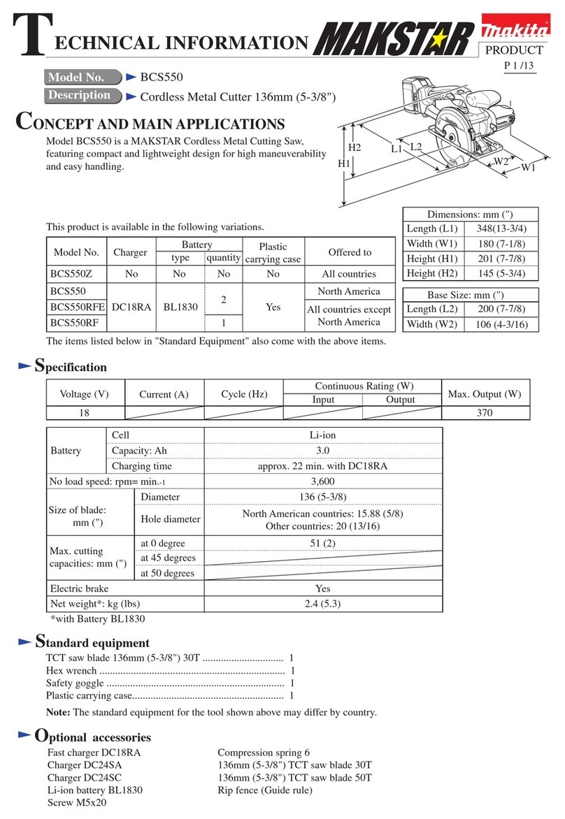 Makita BCS550Z technical information