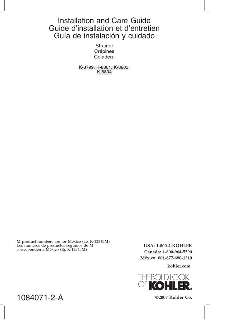 Kohler K-8801 Installation and care guide
