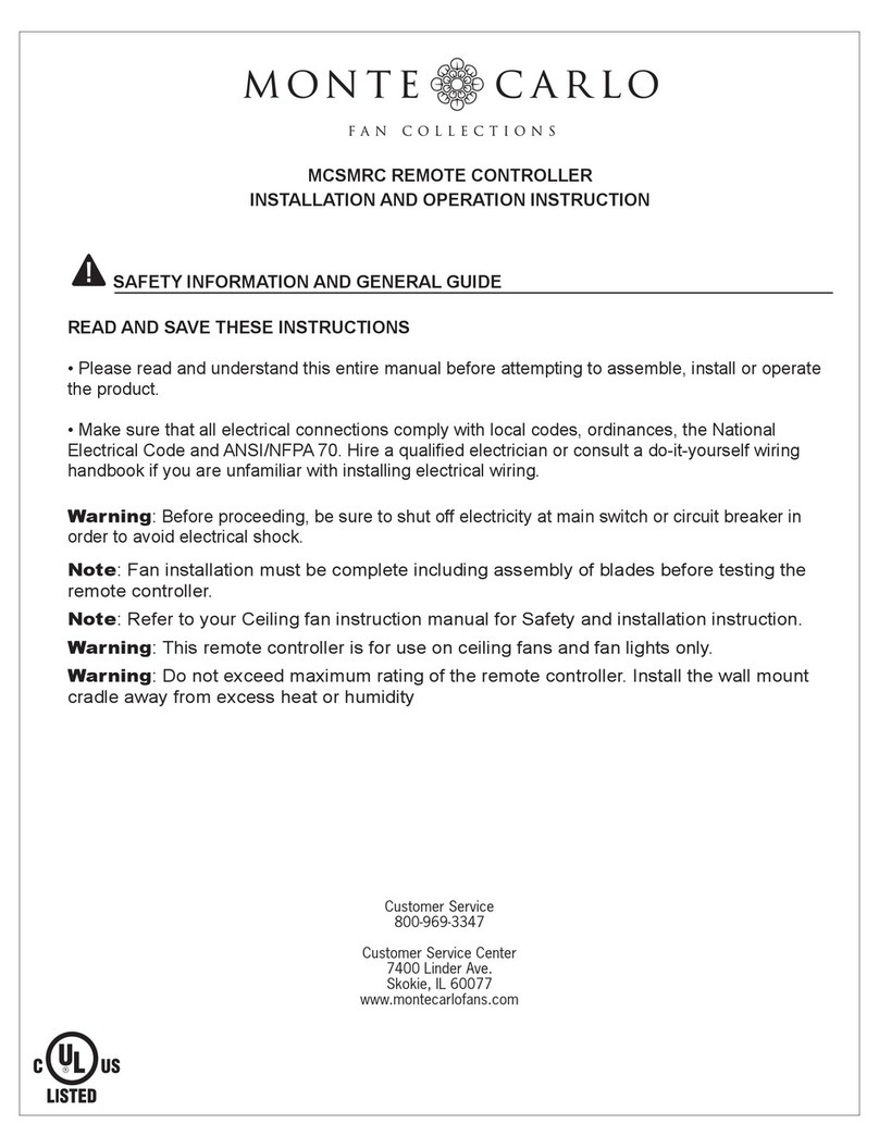 Monte Carlo Fan Company MCSMRC Installation and operation instruction