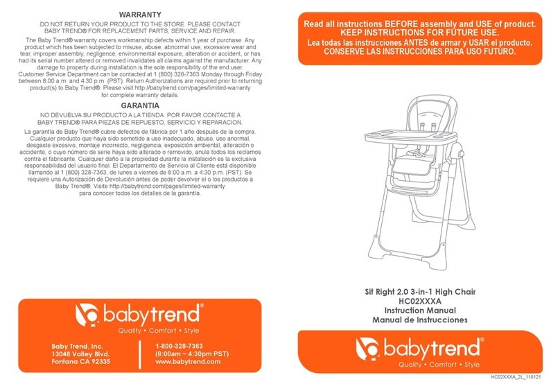 Baby Trend Sit Right 2.0 HC02 A Series instruction manual Baby Trend Sit Right 2.0 HC02 A Series instruction manual