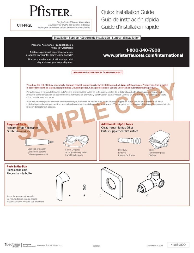 Pfister 014-PF2L Quick installation guide