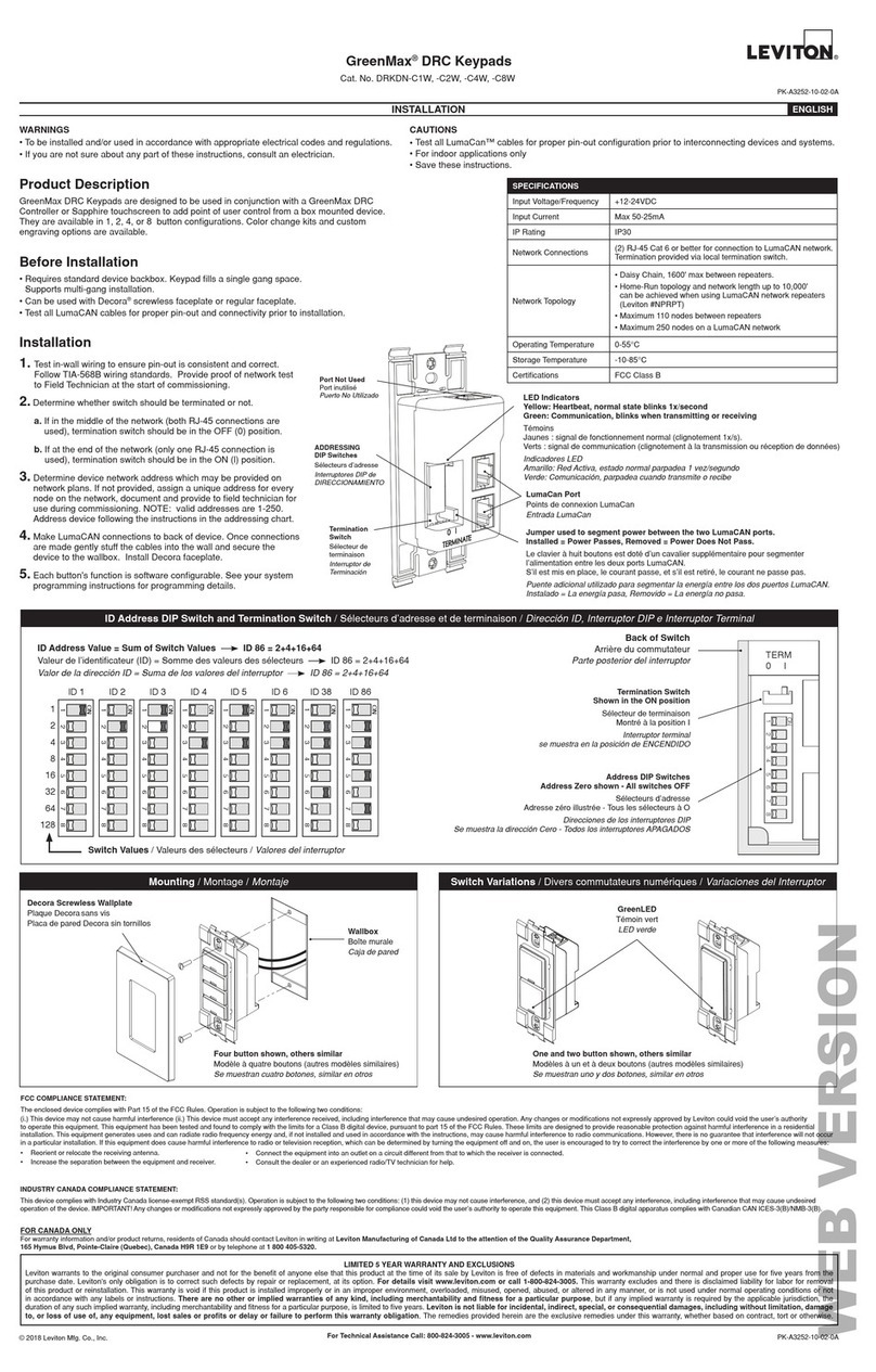 Leviton GreenMAX DRKDN-C1W installation manual Leviton GreenMAX DRKDN-C1W installation manual