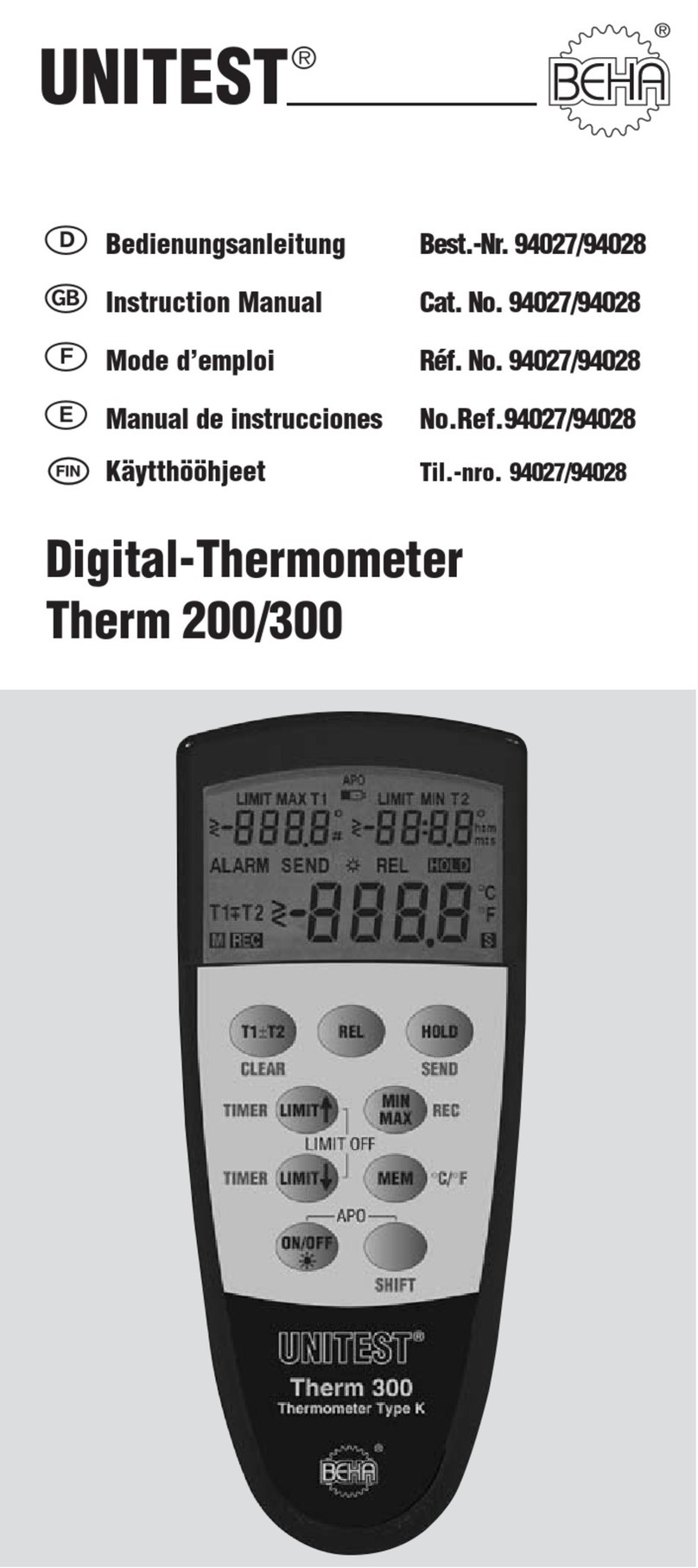 BEHA UNITEST Therm 200 instruction manual