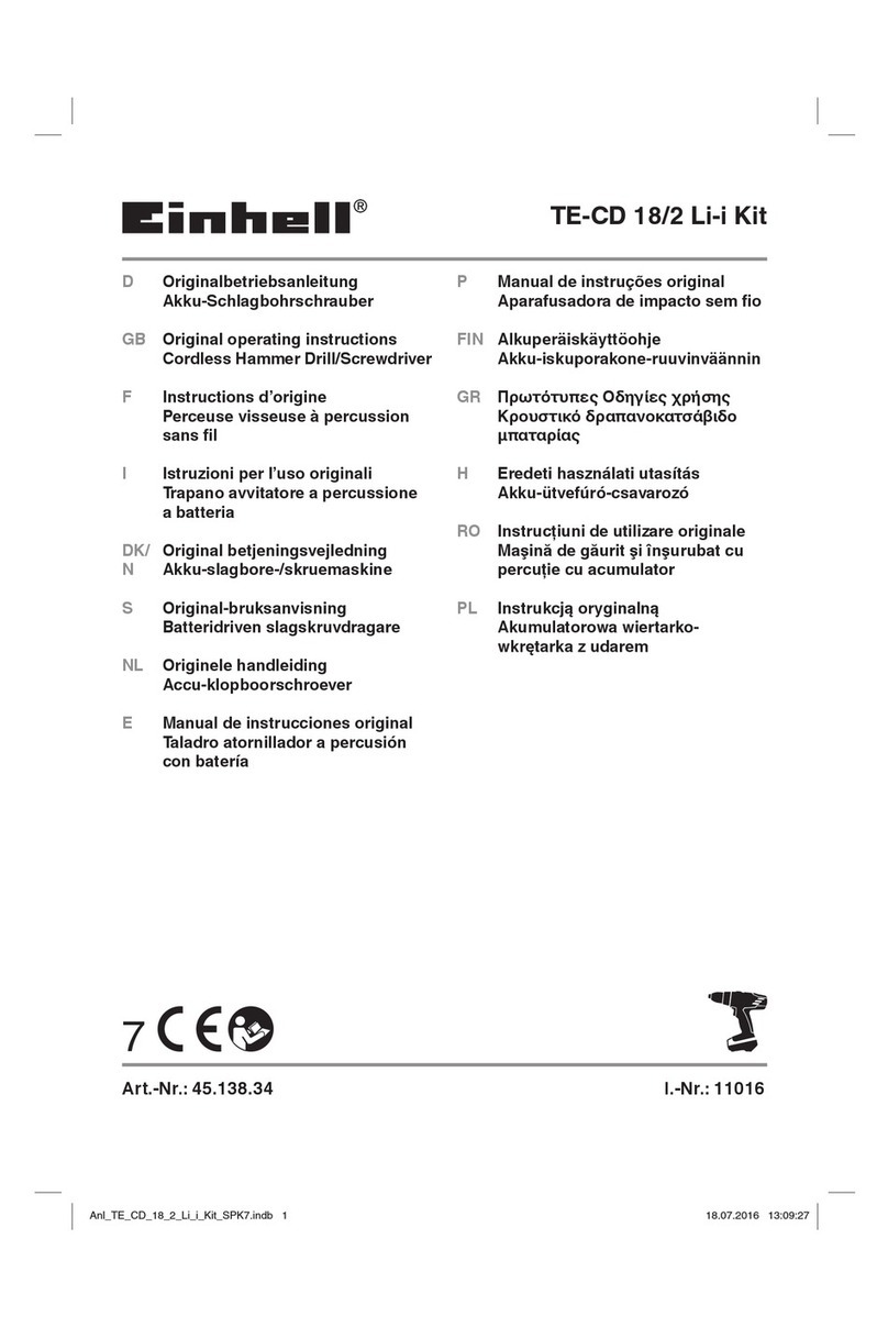 EINHELL TE-D 18/2 Li-i Kit User manual