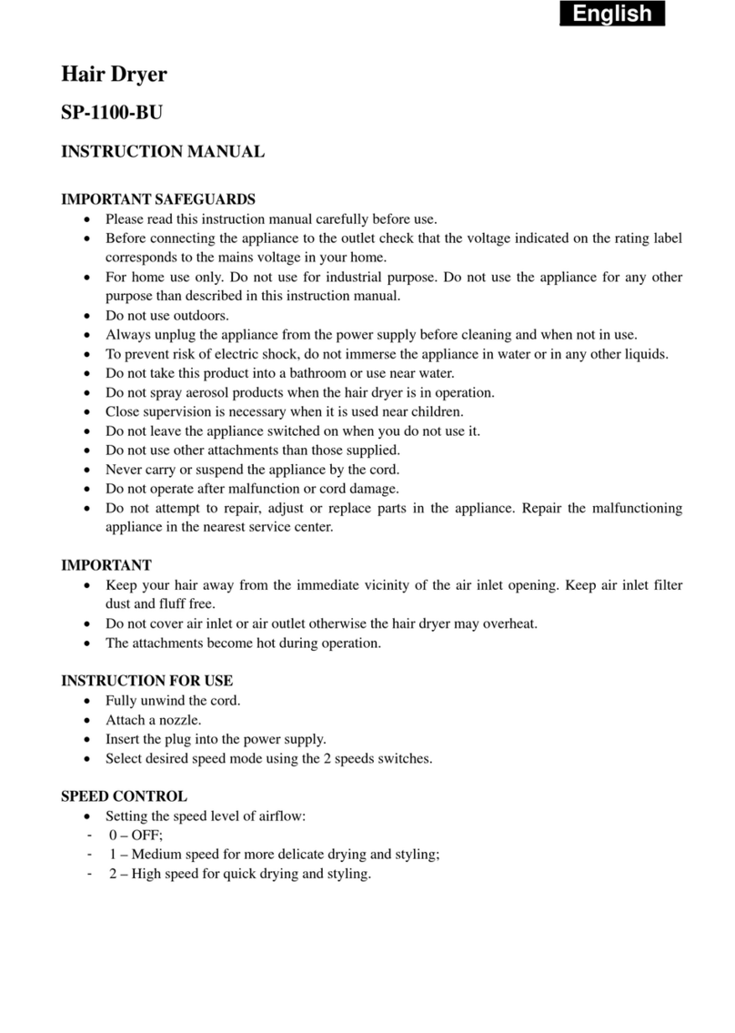 YOVA SP-1100-BU instruction manual
