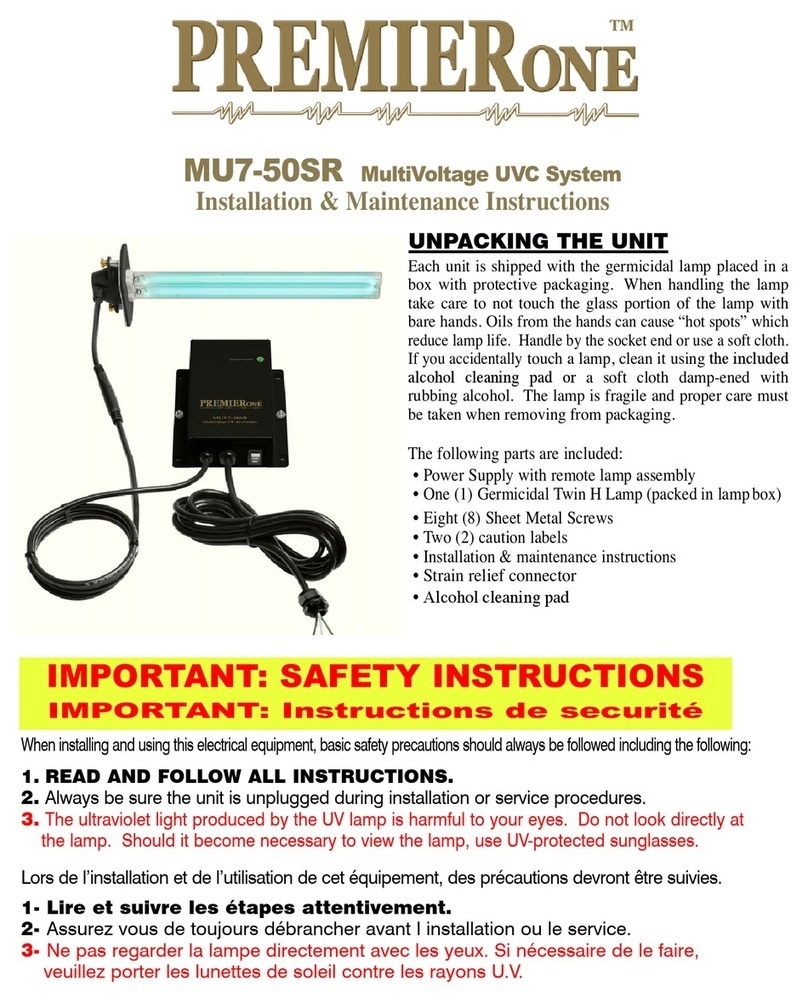 PremierOne MU7-50SR Installation & maintenance instructions