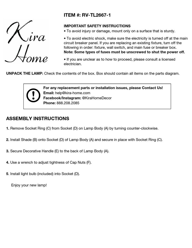 Kira Home RV-TL2667-1 quick start guide