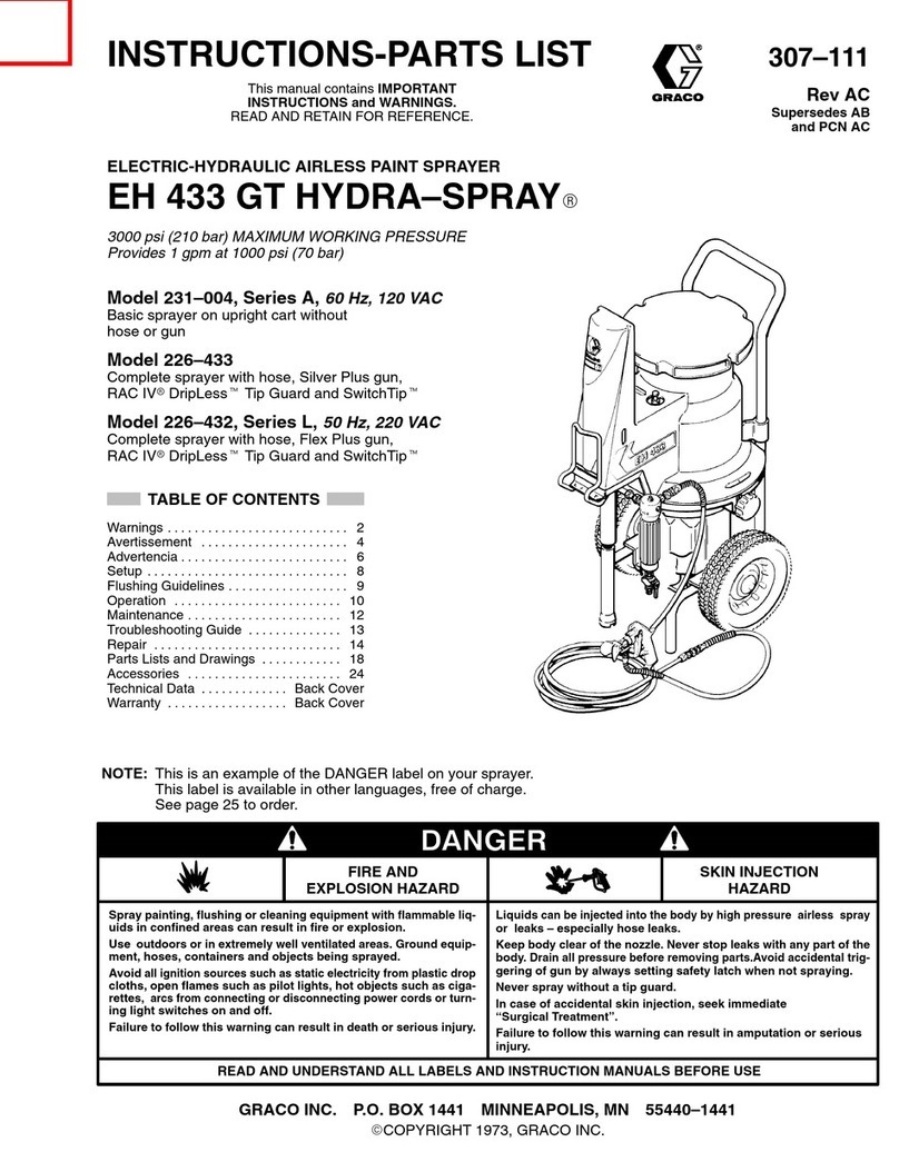 Graco Hydra-Spray EH 433 GT Series Instructions-parts list Graco Hydra-Spray EH 433 GT Series Instructions-parts list