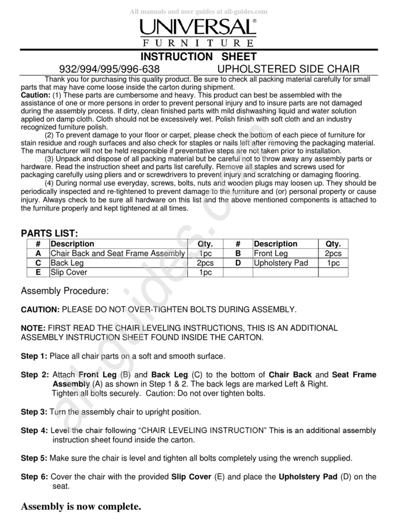 Universal Furniture 932-638 instruction sheet