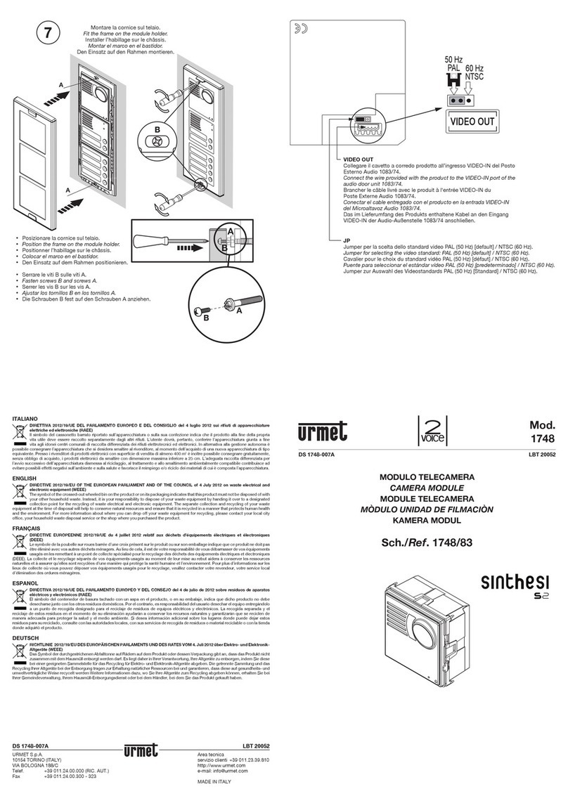 urmet domus sinthesi S2 1748 quick start guide