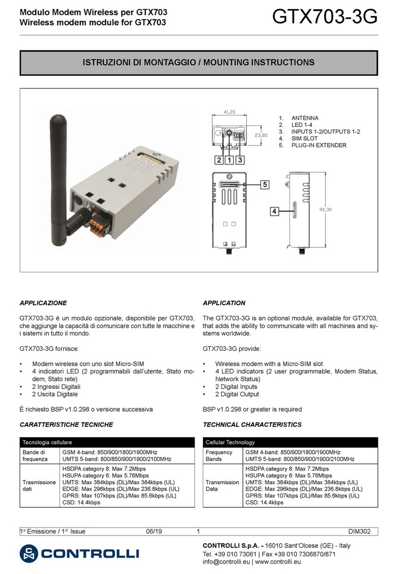 Controlli GTX703-3G installation instructions