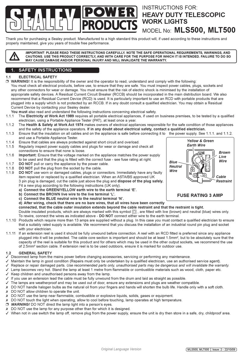 Sealey POWER PRODUCTS MLS500 User manual