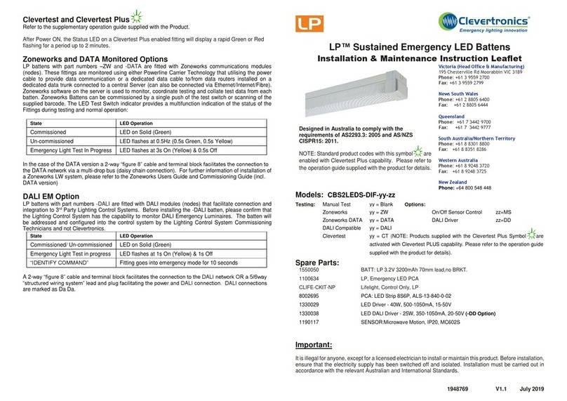 Clevetronics LP CBS2LEDS-DIF Series User manual Clevetronics LP CBS2LEDS-DIF Series User manual