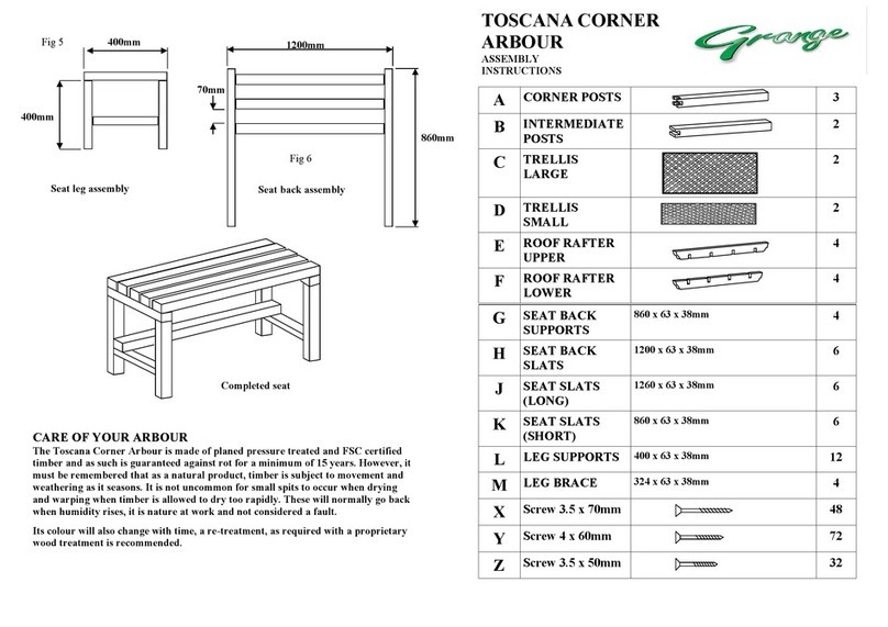 Grange TOSCANA CORNER ARBOUR Assembly instructions