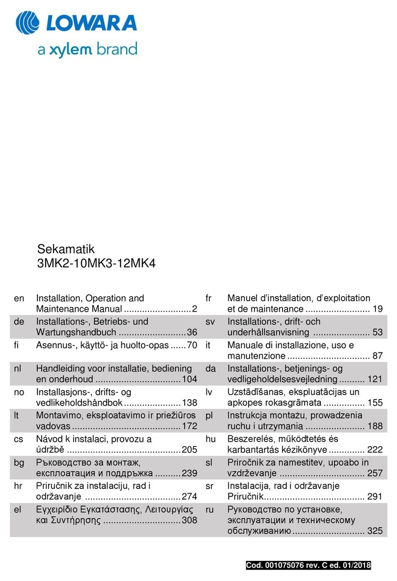 Xylem LOWARA Sekamatik 3MK2 Owner's installation, operation and maintenance manual