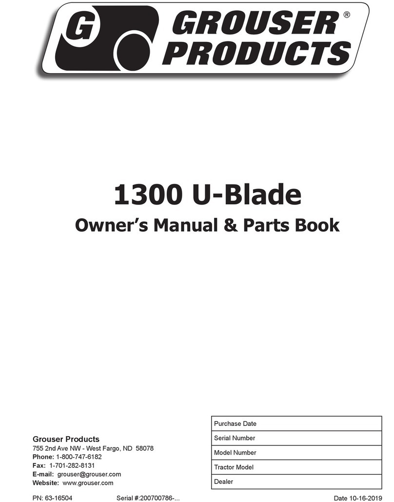 Grouser Products 1300 Groomer Owner's manual & parts book