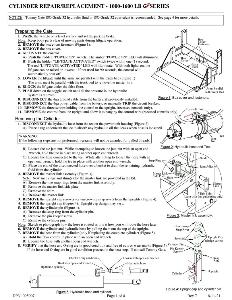 Tommy Gate Railgate 1600 Series quick start guide