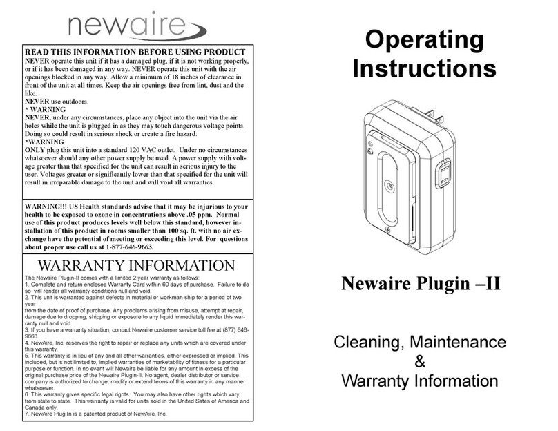New-Aire Plugin-II operating instructions