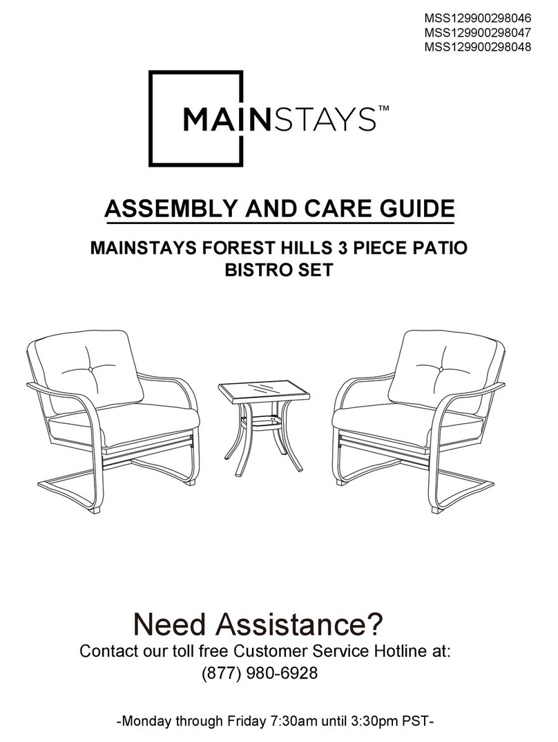 Mainstays FOREST HILLS MSS129900298046 Assembly and Care Guide Mainstays FOREST HILLS MSS129900298046 Assembly and Care Guide
