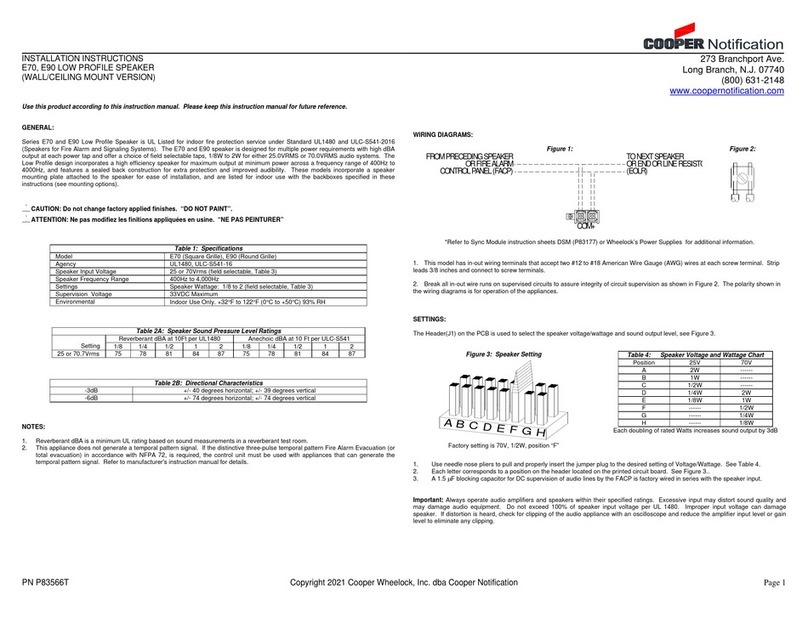 Cooper Notification E70 User manual