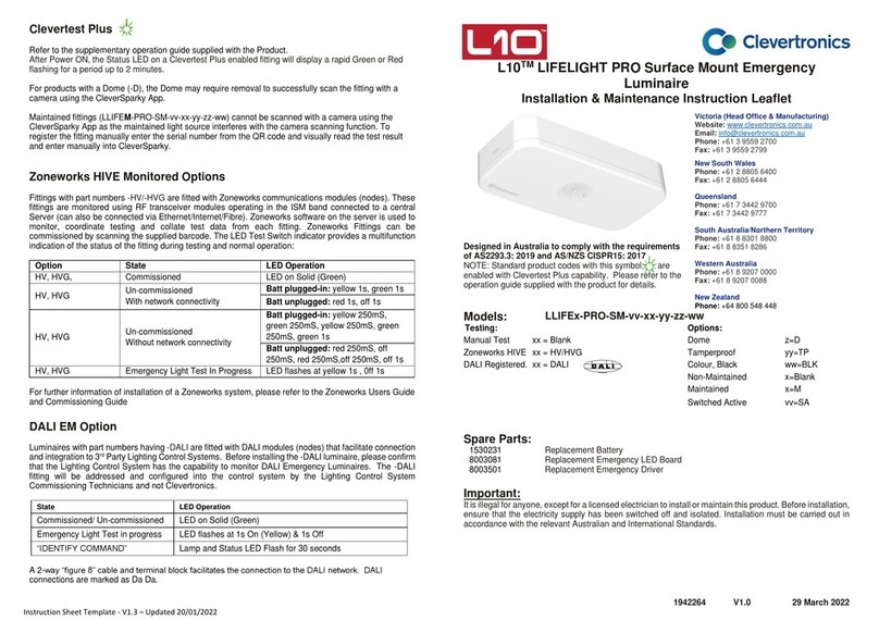 Clevertronics L10 LIFELIGHT PRO-SM Series User manual Clevertronics L10 LIFELIGHT PRO-SM Series User manual