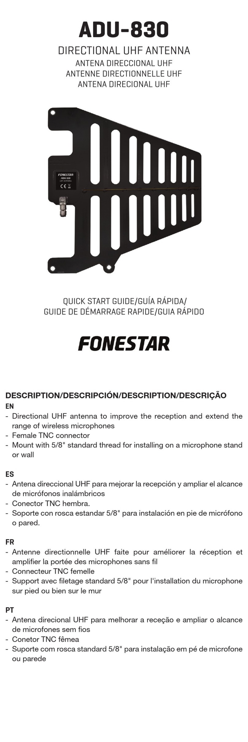 FONESTAR ADU-830 quick start guide