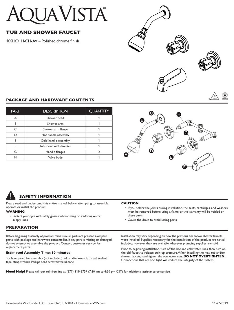 Homewerks Worldwide AQUA VISTA 10SHO1H-CH-AV manual